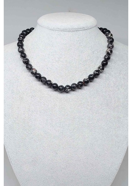Varisit Taşı Siyah Kolye 8mm (Klipsli)