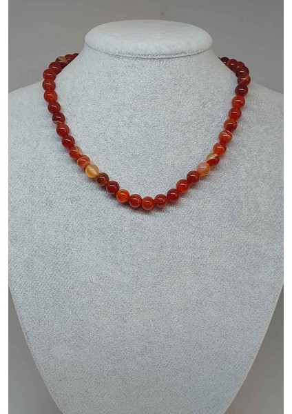 Akik Taşı Kolye 8mm (14235) (Klipsli)