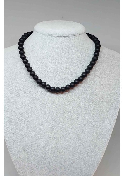 Onix (Oniks) Taşı Mat Kolye 8mm (Klipsli)