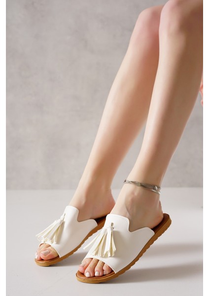 Kadın Püsküllü Terlik Beyaz fiyatları