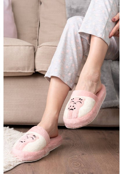 Kadın Kedi Pati Baskılı Kışlık Ev Terliği