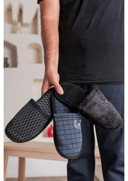 3'lü Kışlık Ev Terliği Kışlık Deri Terlik Misafir Terliği Çeyiz Bohça Terliği