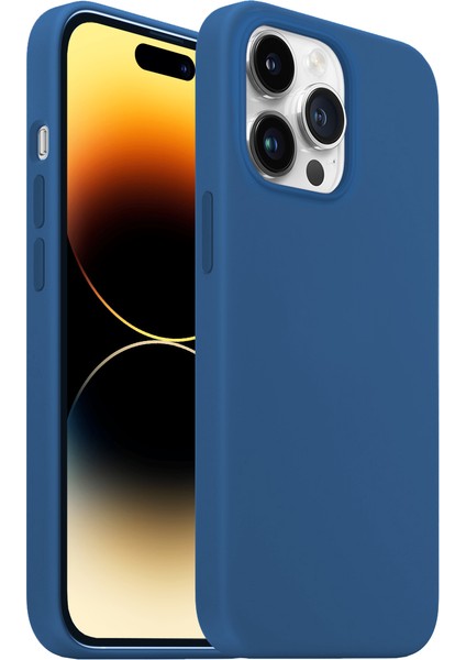 Buff iPhone 14 Pro Rubber Fit Kılıf Mid Blue