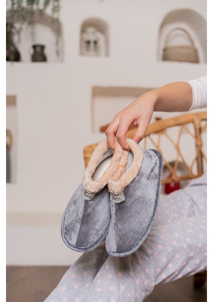 Unisex Peluş Içi Yünlü Kışlık Panduf Ev Pandufu