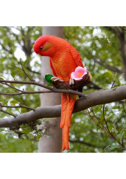 Hayvan Papağan Model Heykeli Budgerigar Kuş Süsleme Çim Heykel Kırmızı (Yurt Dışından) fiyatları