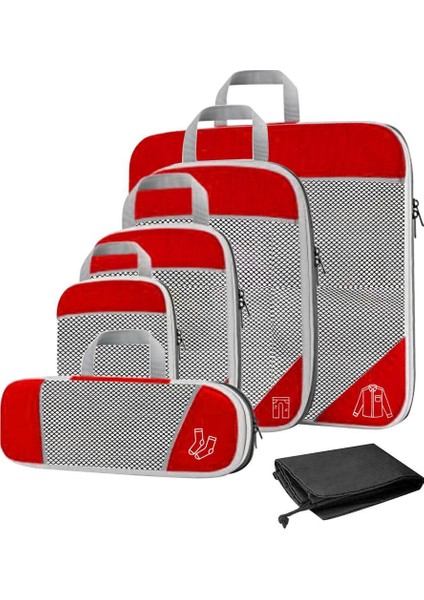 1set Sıkıştırma Paketleme Küpleri Genişletilebilir Hafif Seyahat Nefes Alabilir Kırmızı 6 Pcs Seçenekleri (Yurt Dışından)