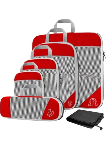 1set Sıkıştırma Paketleme Küpleri Genişletilebilir Hafif Seyahat Nefes Alabilir Kırmızı 6 Pcs Seçenekleri (Yurt Dışından) modelleri