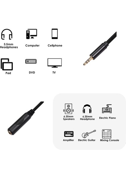 1/8 '' (3.5mm) Erkek Ila 1/4 '' (6.35MM) Kadın Stereo Ses Saf Bakır Adaptörü 3 Metre (Yurt Dışından) fırsatları