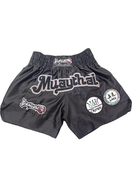 Muay Thai Federasyon Onaylı Nakışlı Maç Şortu ve Şeffaf Dişlik 2'li Set fırsatları