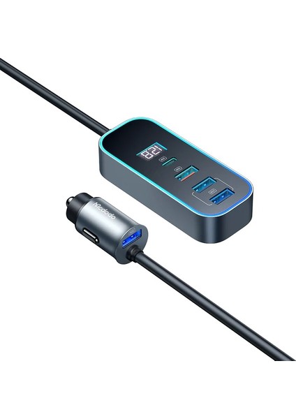 CC-1900 Usb-Typec Dijital Ekran Kablolu Araç Şarj Cihazı