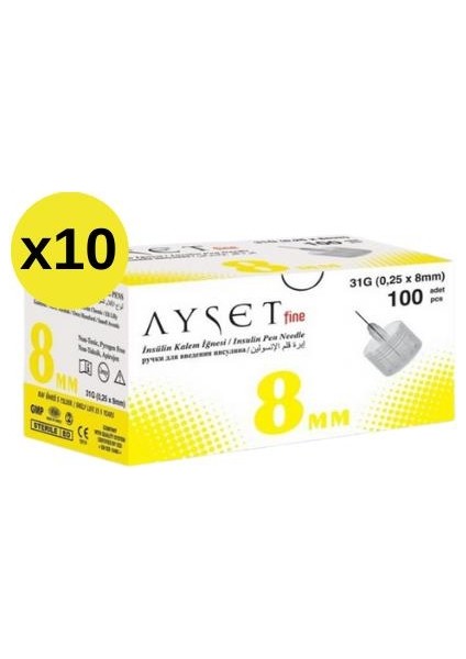 Fine 31G (0,25 x 8mm) Insülin Kalem Iğnesi 1000 Adet