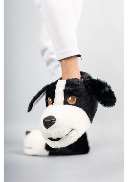 Köpek Figürlü Siyah Peluş Panduf Ev Pandufu Unisex fiyatları