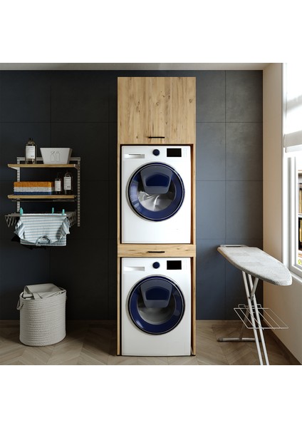 Çamaşır ve Kurutma Makinesi Dolabı ve Üst Dolabı 67X240 cm