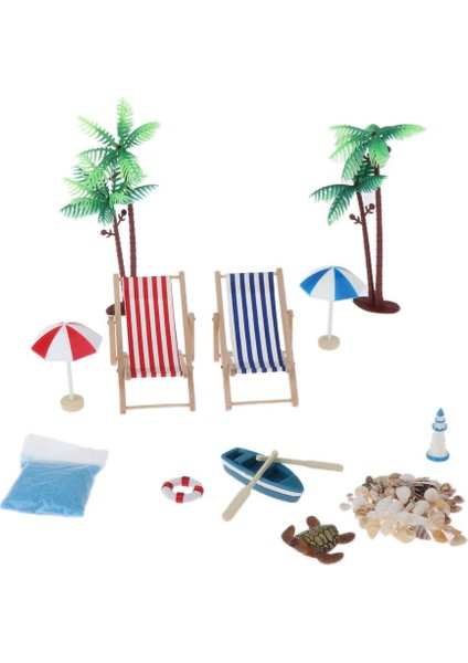 12PCS Mini Güverte Sandalye Plaj Kabuğu Seti Dollhouse Peri Bahçesi Multi (Yurt Dışından)