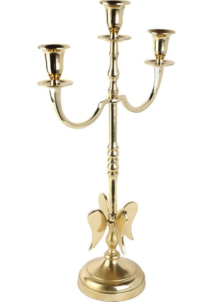 Gold Uclu Atlı Mumluk H-49 cm