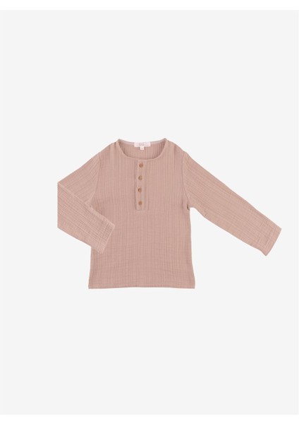 Müslin %100 Pamuk Çocuk Bluzu Pembe