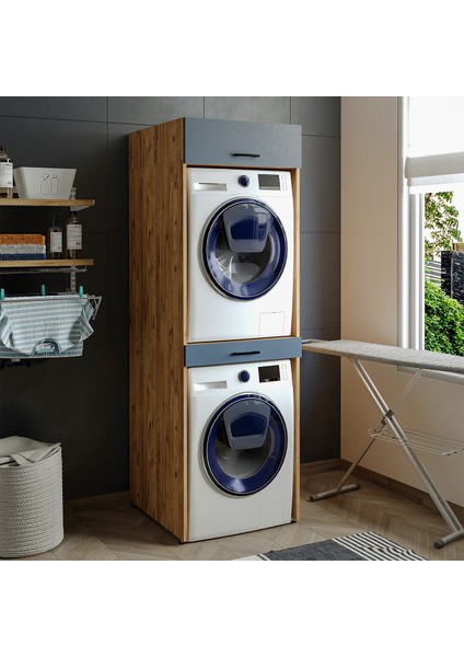 Çamaşır ve Kurutma Makinesi Dolabı ve Üst Dolabı 67X205 cm modelleri