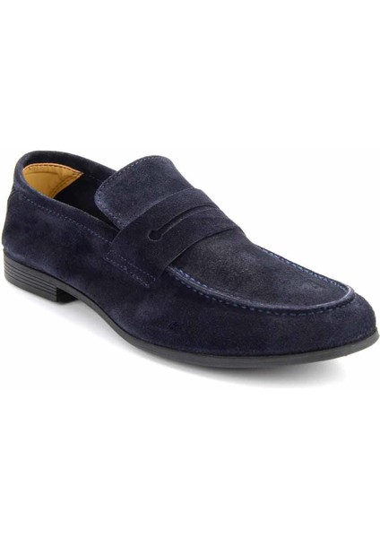 Lacivert Süet Leather Erkek Loafer Ayakkabı E01810023302