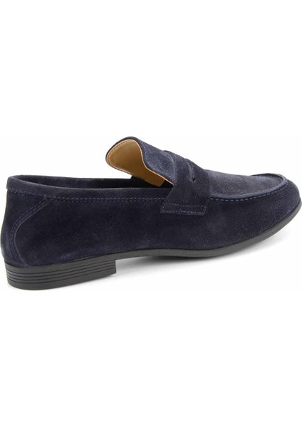 Lacivert Süet Leather Erkek Loafer Ayakkabı E01810023302