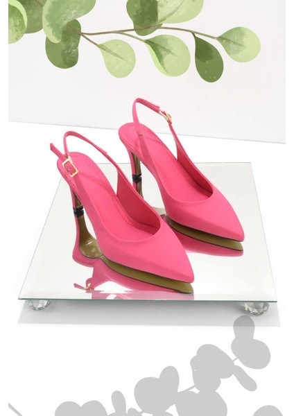 Mat Fuşya Saten Kadın Klasik Topuklu Ayakkabı K01188132638