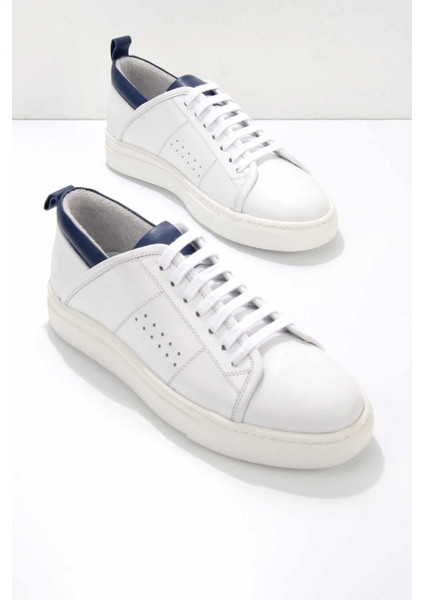 Beyaz Lacivert Leather Erkek Sneaker E01901538303