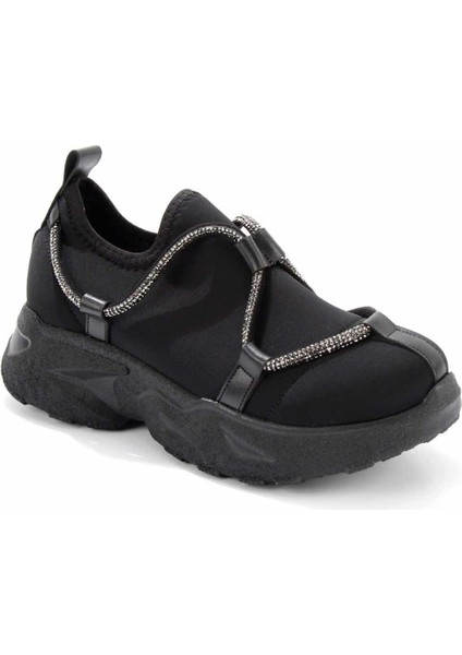 Siyah Streç Kadın Sneaker K01228072017 modelleri