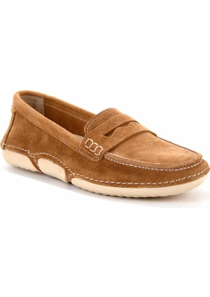 Camel Süet Leather Kadın Loafer Ayakkabı K01224010002 modelleri