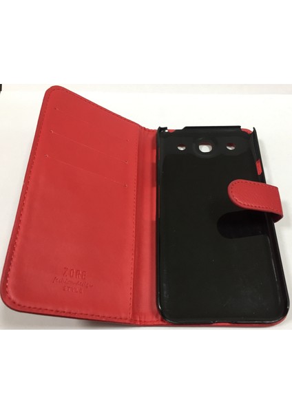 Lg Optimus G Pro E986 Kartlıklı Kapaklı Cüzdan Kılıf Kırmızı