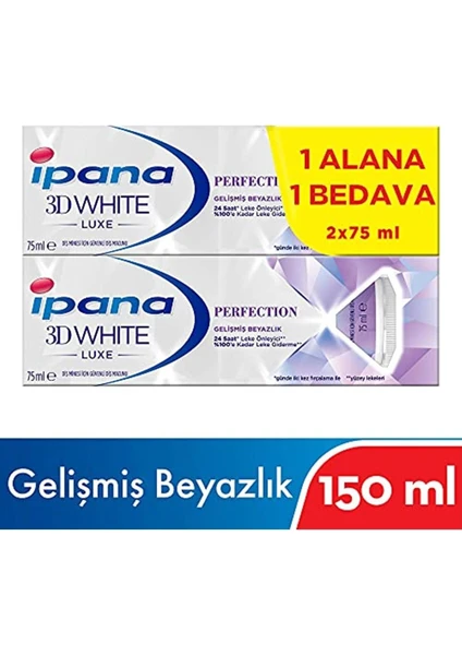 3 Boyutlu Beyazlık Luxe Diş Macunu Perfection 75 ml (1 Alana 1 Bedava Paketi)