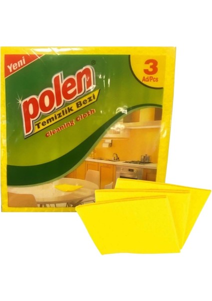 Polen 3'lü Sarı Temizlik Bezi 35 x 35 Cm. x 2 Paket