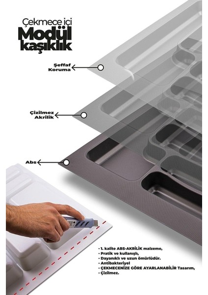 Deltaaks 37/49 Cm Cekmece Içi Kepçelik Gri 33/40 Cm Kadar Kesılebıır modelleri