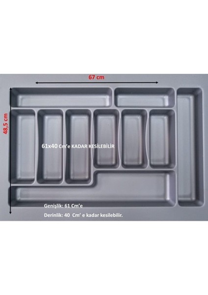 Deltaaks Mobilya Aksesuarları 67/49 Cm Cekmece Içi Kasıklık Gri 61/39 Cm Kadar Kesılebıır fiyatları