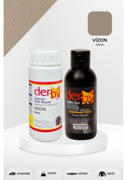 EKS Ticaret Derby Special Vizon Deri Boyası ve Cilası 100 ml - 2'li Set / Mont Eşya Çanta Deri Boyası