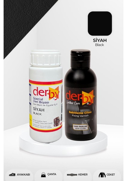 EKS Ticaret Derby Special Siyah Deri Boyası ve Cilası 100 ml - 2'li Set / Mont Eşya Çanta Deri Boyası