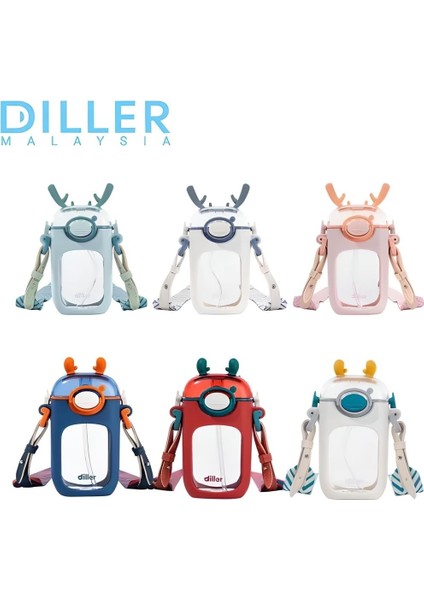 Dıller 400 ml Pipet Temizleme Fırçalı Su Matarası Bpa Koku Sızdırma Yok(Silikon Yumuşak Kulaklar)D-