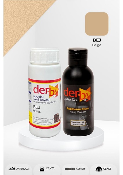 EKS Ticaret Derby Special Bej Deri Boyası ve Cilası 100 ml - 2'li Set / Mont Eşya Çanta Deri Boyası