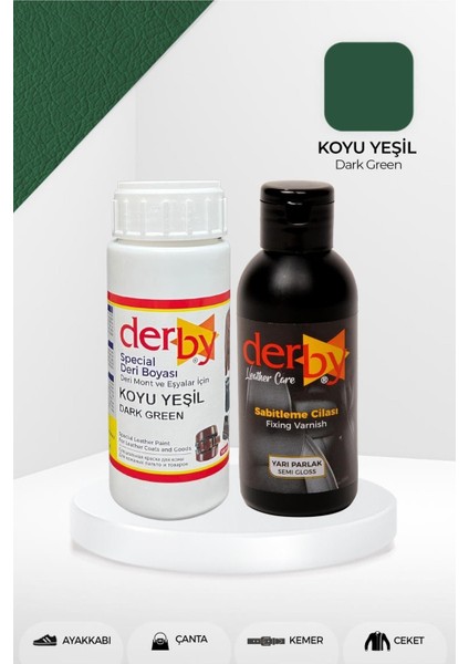 EKS Ticaret Derby Special Koyu Yeşil Deri Boyası ve Cilası 100 ml - 2'li Set / Mont Eşya Çanta Deri Boyası