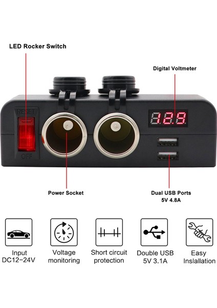 12V 24V Araç Şarj Cihazı Soket Paneli Çift USB Hızlı Şarj Otomotiv Rv Kamyonu (Yurt Dışından) indirimleri