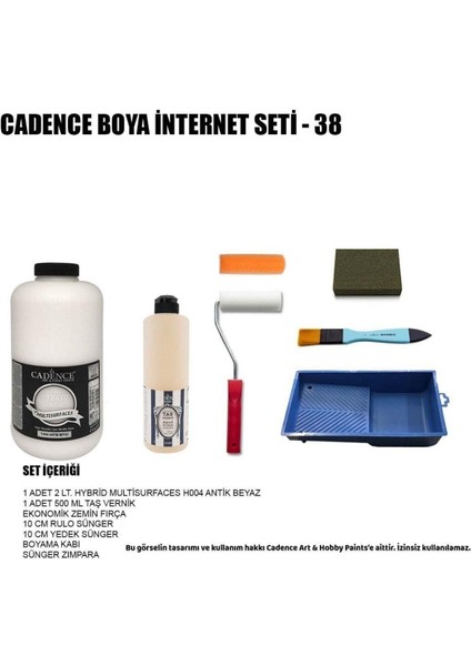 Boya Cadence 2 Litre Antik Beyaz 500ML Taş Vernik Set