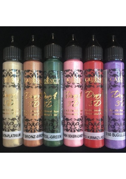 Boya 3D Boncuk Boya 6 Lı Set 3 / Boyutlu Boya 25 ml x 6 Adet 3D Boncuk Boya Set - Boyutlu B