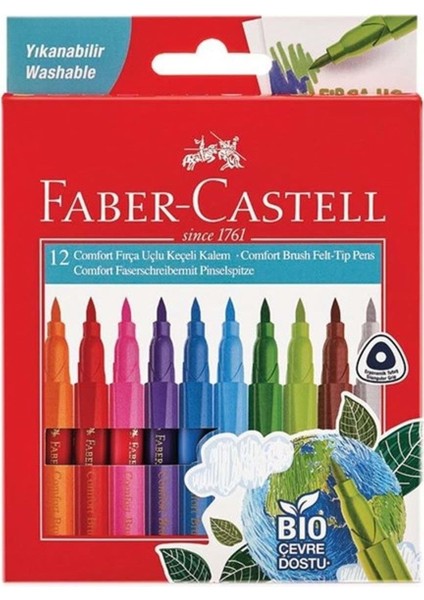 Faber Castell Comfort Keçeli Kalem Bıo Plastik Gövdeli 12LI.