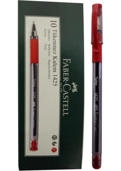 EKS Ticaret Faber Castell Faber-Castell 1425 Iğne Uçlu Tükenmez Kalem 10'lu Kırmızı