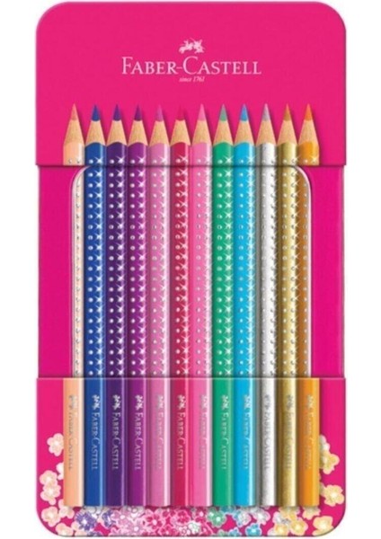 Faber Castell Faber Parlak Renkler Metal Kutu Pembe 12LI
