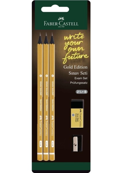 Faber Castell Faber-Castell Gold Edition Sınav Seti 3 Kalem 1 Silgi 1 Kalemtıraş