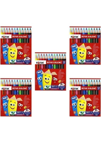 Kuru Boya Kalemi Yarım Boy 12 Renk 6 Adet