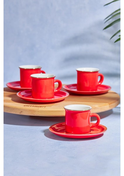 Kısmet Kırmızı 6 Kişilik Kahve Fincan Takımı 90 Ml fiyatları