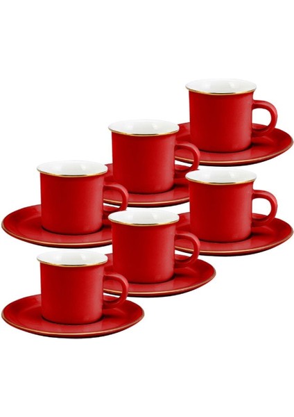 Kısmet Kırmızı 6 Kişilik Kahve Fincan Takımı 90 Ml modelleri