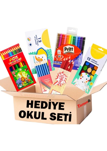 Fn Hediyelik Ilk Okul Seti Kuru Sulu Pastel Keçeli Boya Kurşun Kalem (Kız)