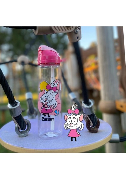 Gıpta Kral Şakir Hayranları Desenli-Pipetli Tritan Matara 630 cc Pembe