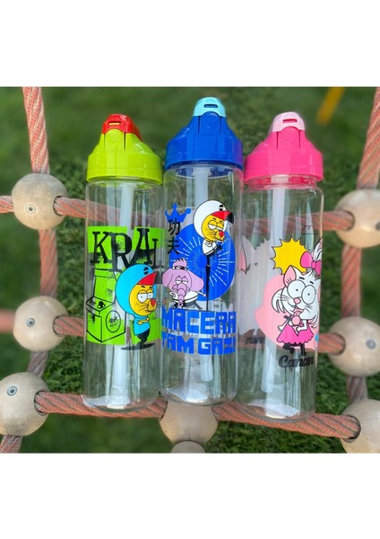 Gıpta Kral Şakir Hayranları Desenli-Pipetli Tritan Matara 630 cc Pembe modelleri